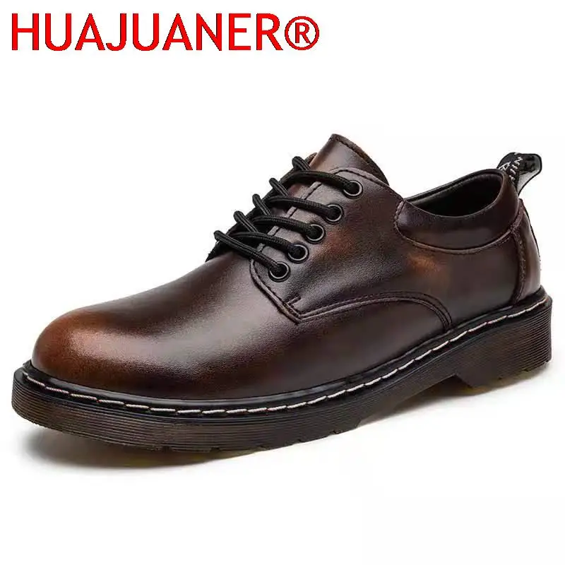 

Mens High Quality Genuine Leather Shoes Men Boots Work Safety Casual Doc Martins Scarpe Uomo Flats Oxfords Loafers Dress Shoes