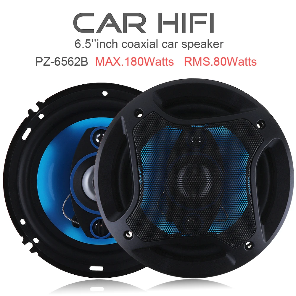 2pcs 6.5 Inch 180W 3 Ways Car Hifi Loud Coaxial Speaker Horn Full Frequency Auto Automobile Audio Music Stereo Sound Loudspeaker