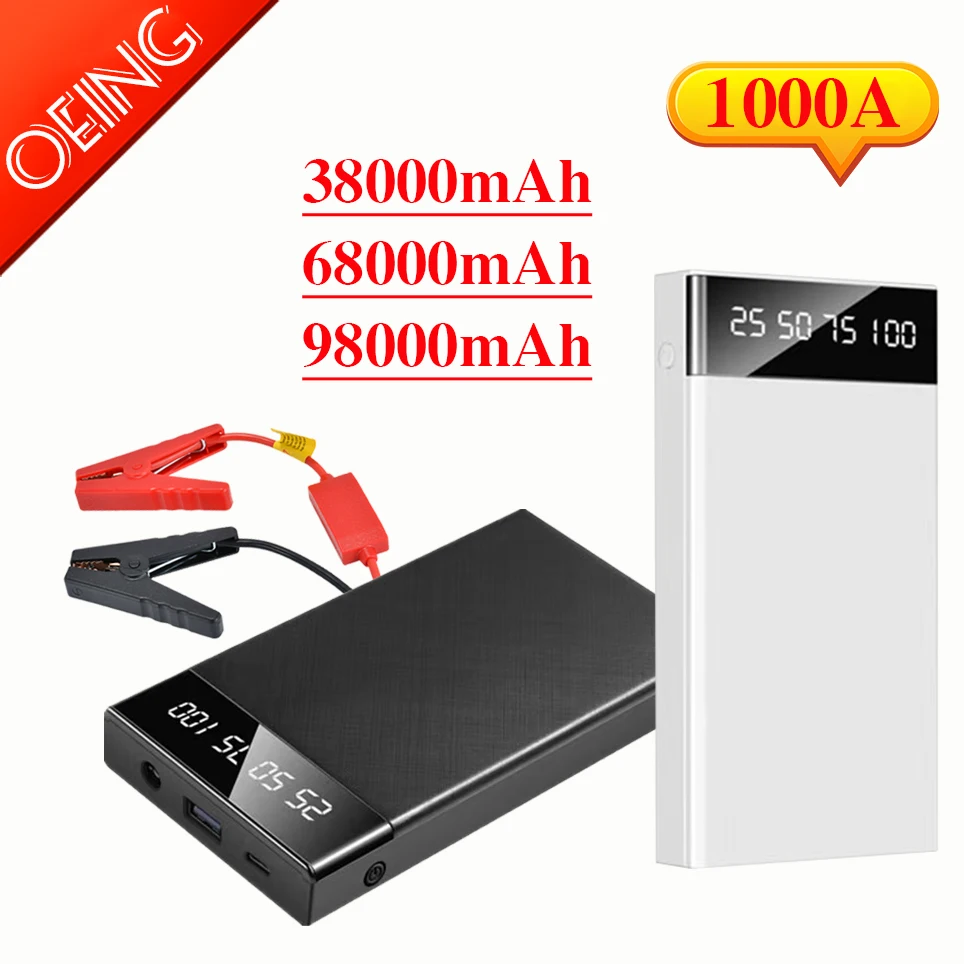 

2021 Jump Starter 98000mAh/1000A Car Booster Power Bank Battery 12V Auto Starting Device Charger Emergency Battery Car Starter