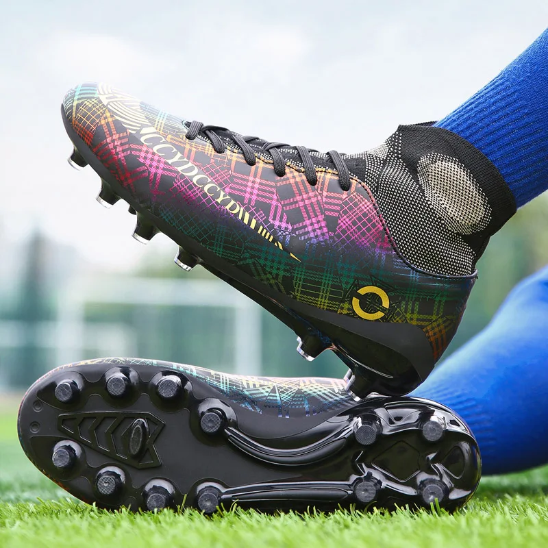 

Couple Football Shoes Best High Ankle Football Boots Long Nail Broken Nail Outdoor Grass Non-slip 2021NEW Sports Shoes#34-47