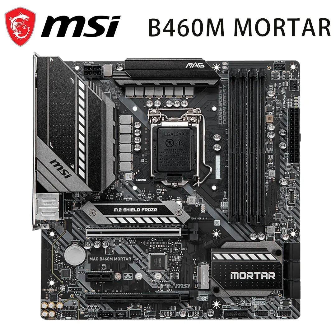 Bestellen 2021 Motherboard MSI B460M MÖRTEL LGA 1200 Slot DDR4 Speicher 128GB PCI-E 3,0 M.2 2933MHz Desktop MSI B460 Micro ATX Neue Mainboard