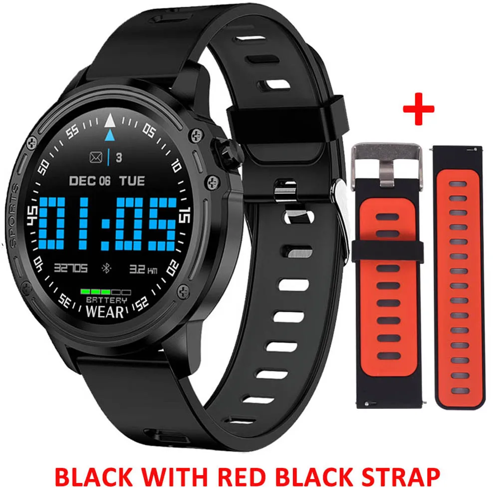 Black with red L8 Смарт часы мужские часы IP68 Водонепроницаемые Смарт часы ЭКГ кровяное давление пульсометр спортивные фитнес pk L5 L9 Смарт часы - Цвет: Black with red