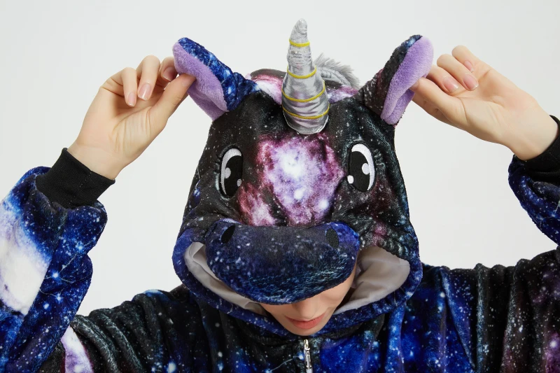 Звездное небо Единорог для взрослых животных кигуруми женский мужской