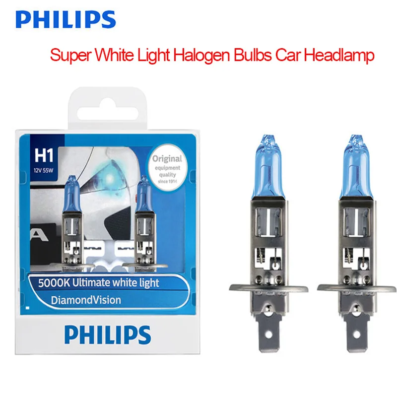 Philips 100% оригинал H1 12 В 55 Вт P14.5s Diamond Vision 5000K ксеноновый супер белый светильник