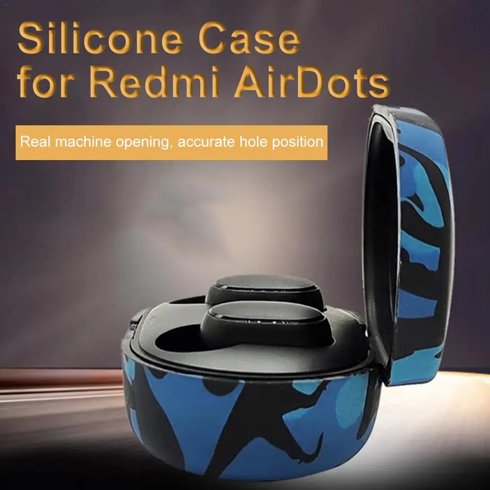 Чехол для наушников для Redmi Airdots True Blue, беспроводная силиконовая оболочка, ударопрочная камуфляжная Защитная крышка