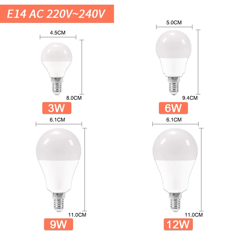 Светодиодный светильник E27 E14 3 Вт 6 9 12 16 SMD2835 AC 220 В 240 в светодиодный лампочка