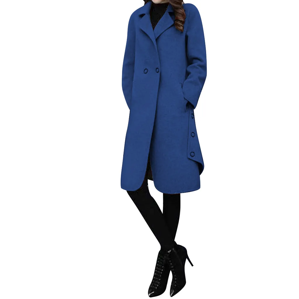 NY Women Outerwear Overcoat Autumn Winter Jacket New Fashion Long Woolen Coat Women Long Sleeve Slim Solid Female Wool Coats#108 - Цвет: NY