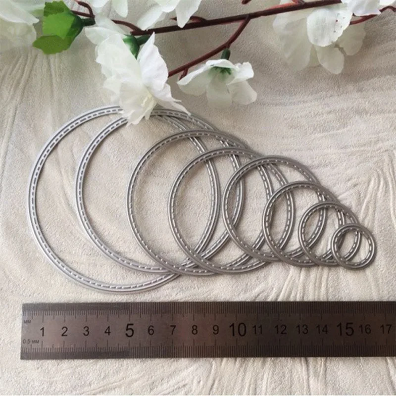 Прошитые круглые рамки набор металлических вырубных штампов Скрапбукинг