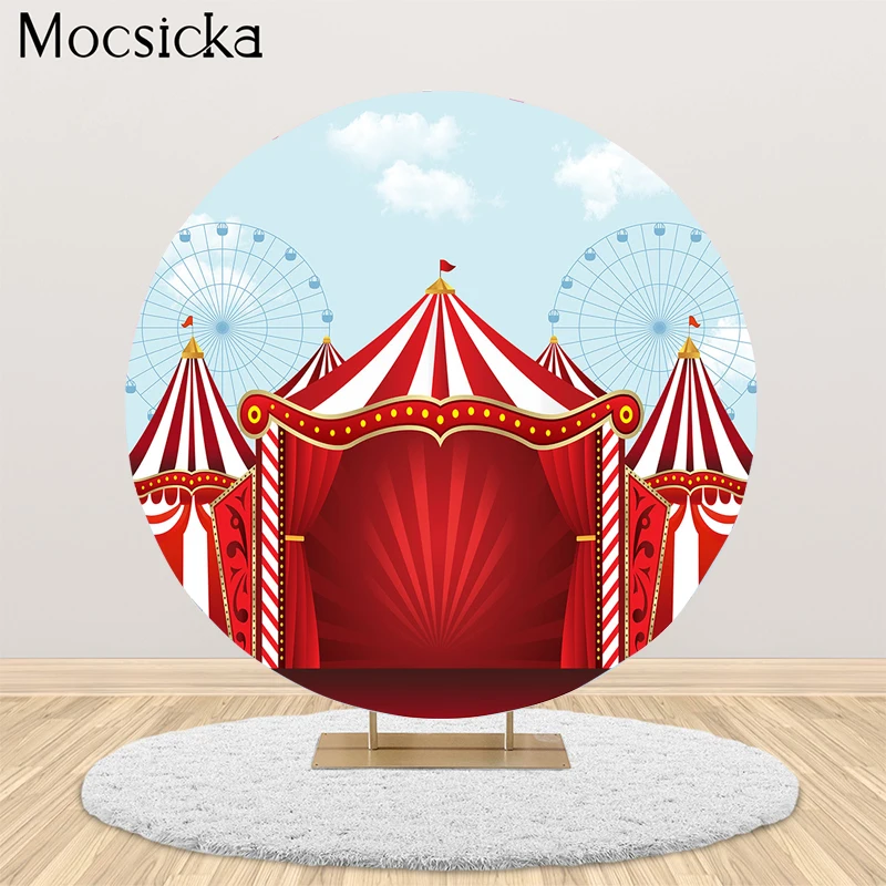 

MOCSICKA Circus Theme Round Photography Background Ferris Wheel Tent Decoration Props Child Portrait Photo Backdrop Studio