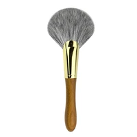 1pcs large fan shaped makeup brush loose powder brush blush application wooden handle soft makeup tool