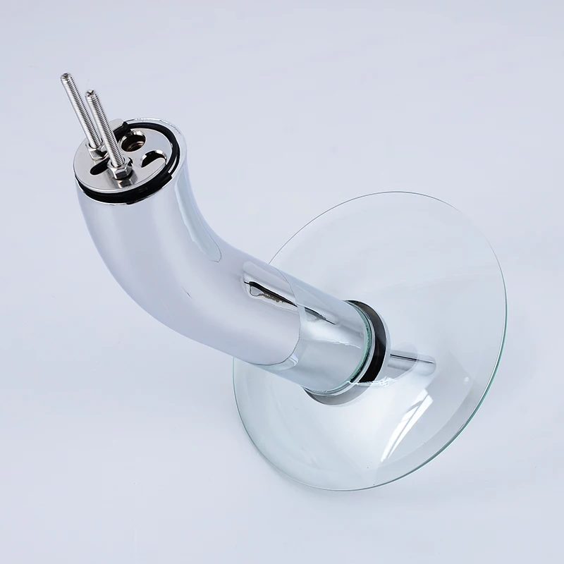 Грибовидный стеклянный водопадный кран с длинным горлом. Прозрачный