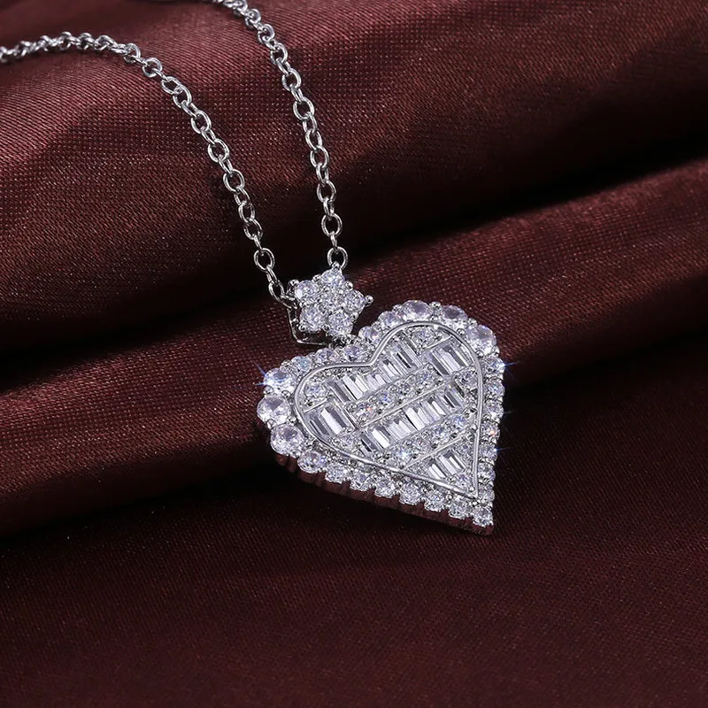 

New square love heart-shaped full zircon necklace exquisite splicing pendant necklaces for women fashion wedding chain necklace