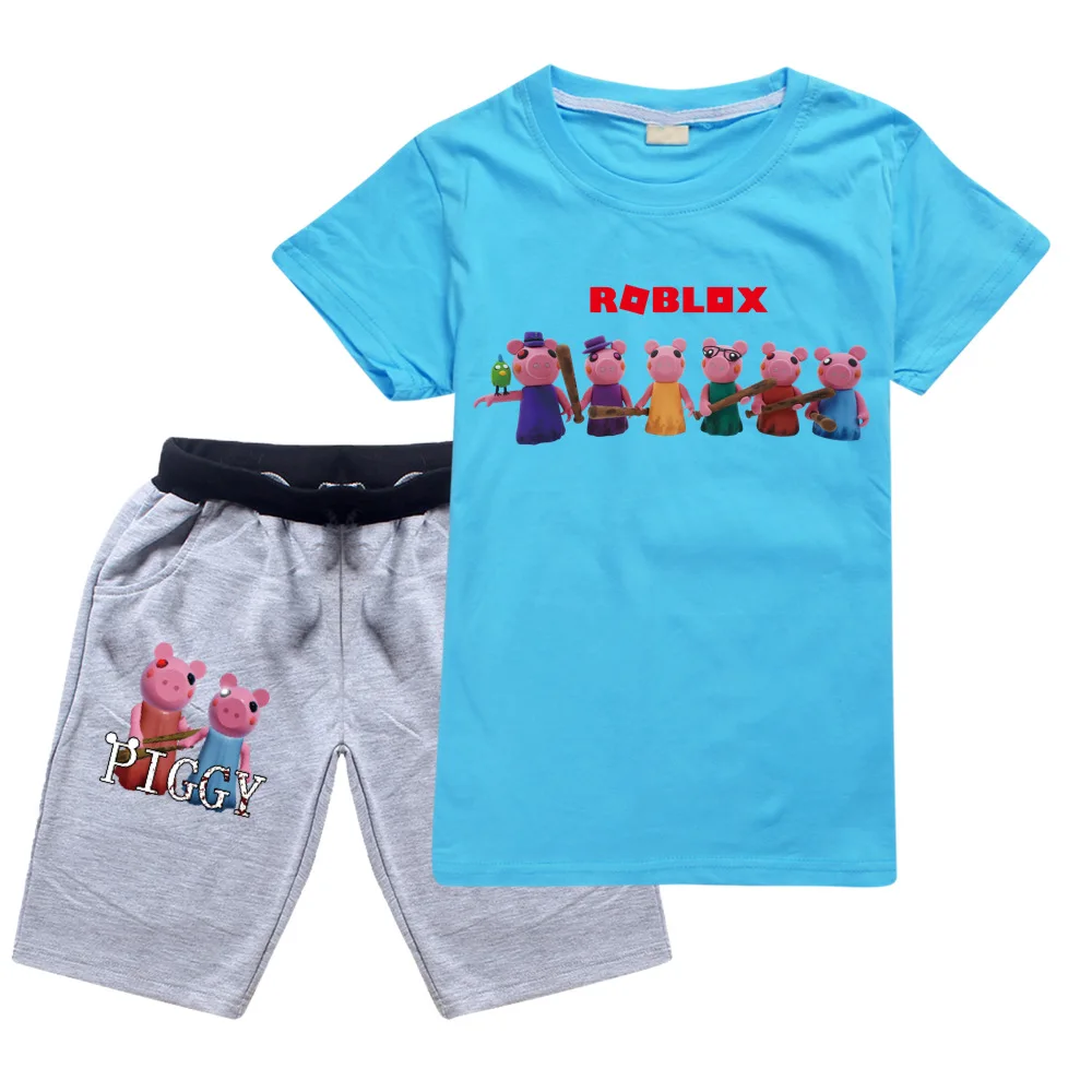 

New Anime Robloxing piggy Girls Boys Clothes Sweatshirt T-shirt+Pants Suit Teens Kids Summer Clothes Children's Clothing Sets