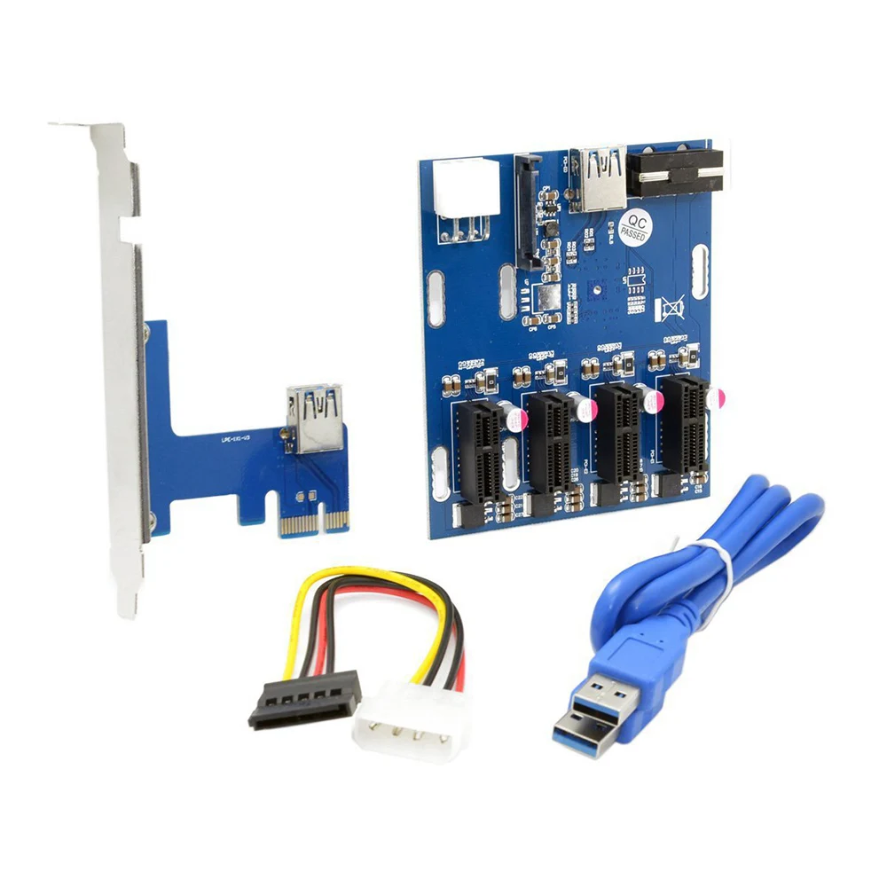 

PCI-E 1 to 4 PCI Express 1X Slots Riser Card Mini ITX to External 4 PCI-e Slot Adapter PCIe Port Multiplier Card