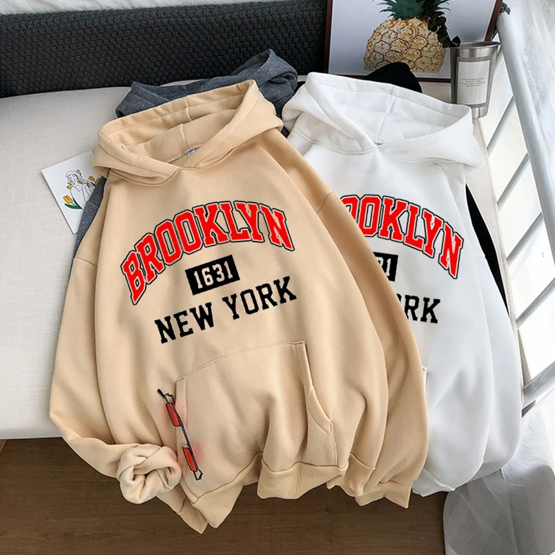 

NEW Sweatshirts winter Hoodie Women's Brooklyn Letter printing Hooded Female 2021 Cotton Thicken Warm Hoodies Lady Autumn Tops