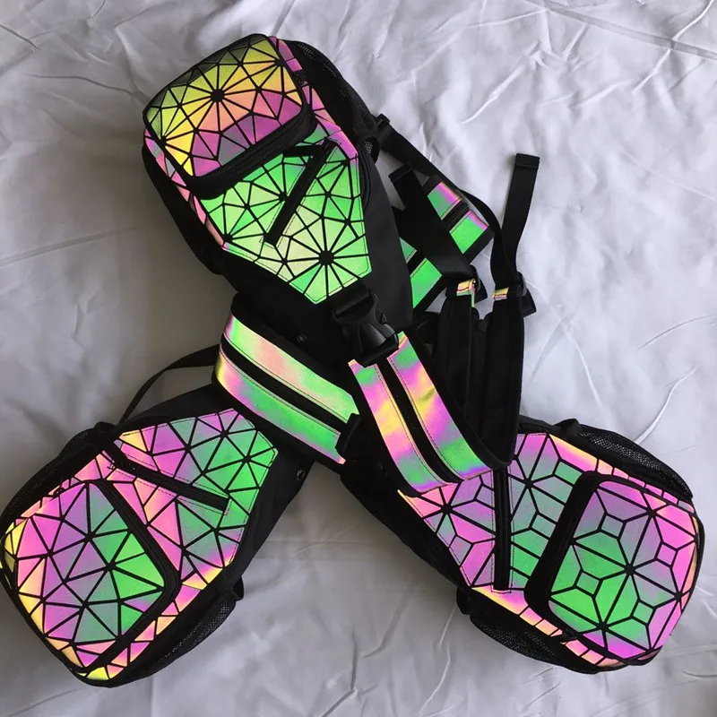 Men backpacks Male Shoulder crossbody Bags Luminous Geometric Crossbody for Man Chest bag Boys Sports Travel Bagpack |