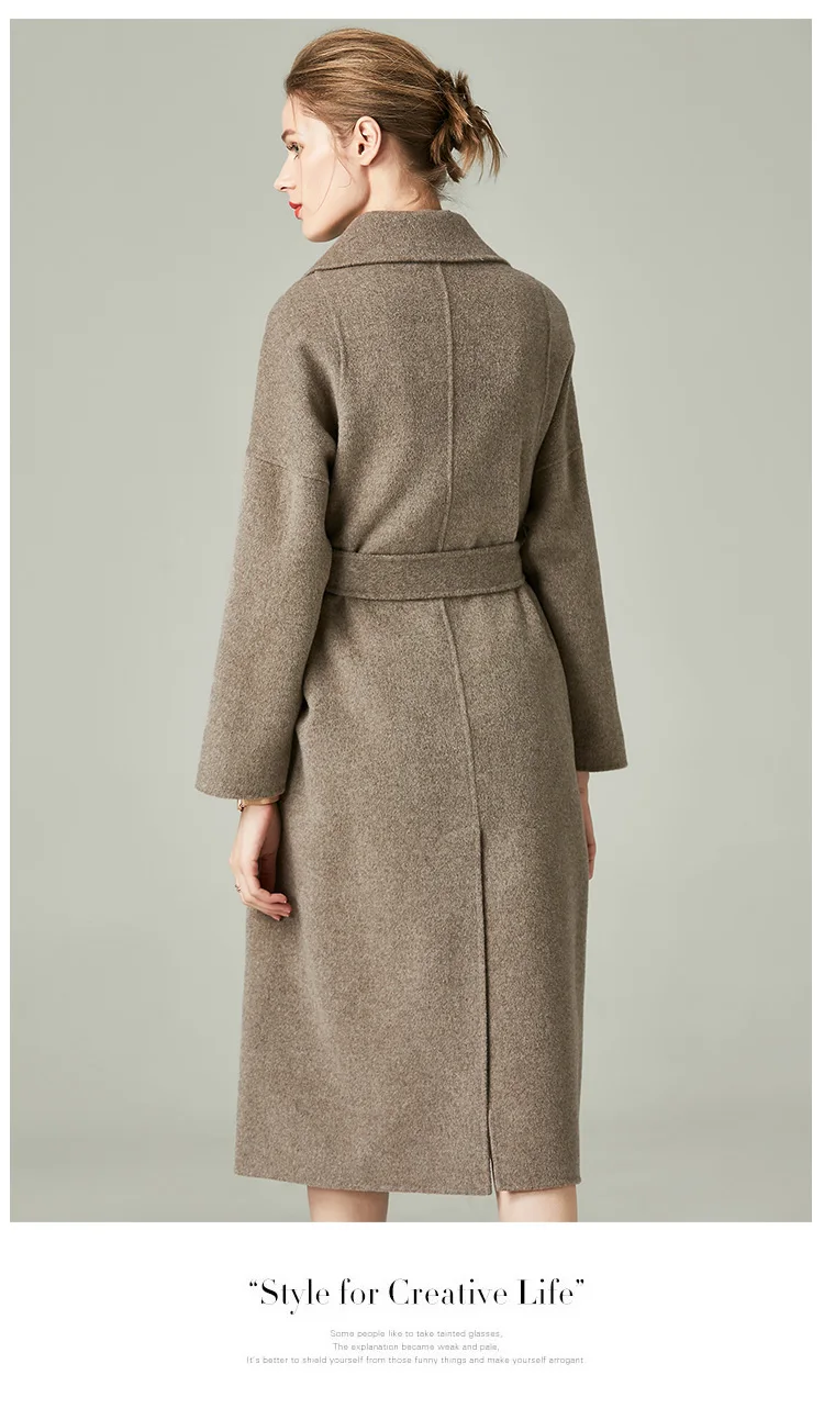 Женское кашемировое длинное пальто с двойным лицом женский шерстяной Тренч