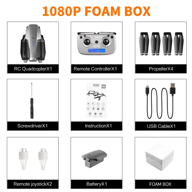 1080P Foam Box Gps FOLLOW ME wifi FPV Квадрокоптер складной Дрон 4K 1080P HD камера Анти-тряска 50 раз зум RC вертолет Профессиональный 4K Дрон - Цвет: 1080P Foam Box