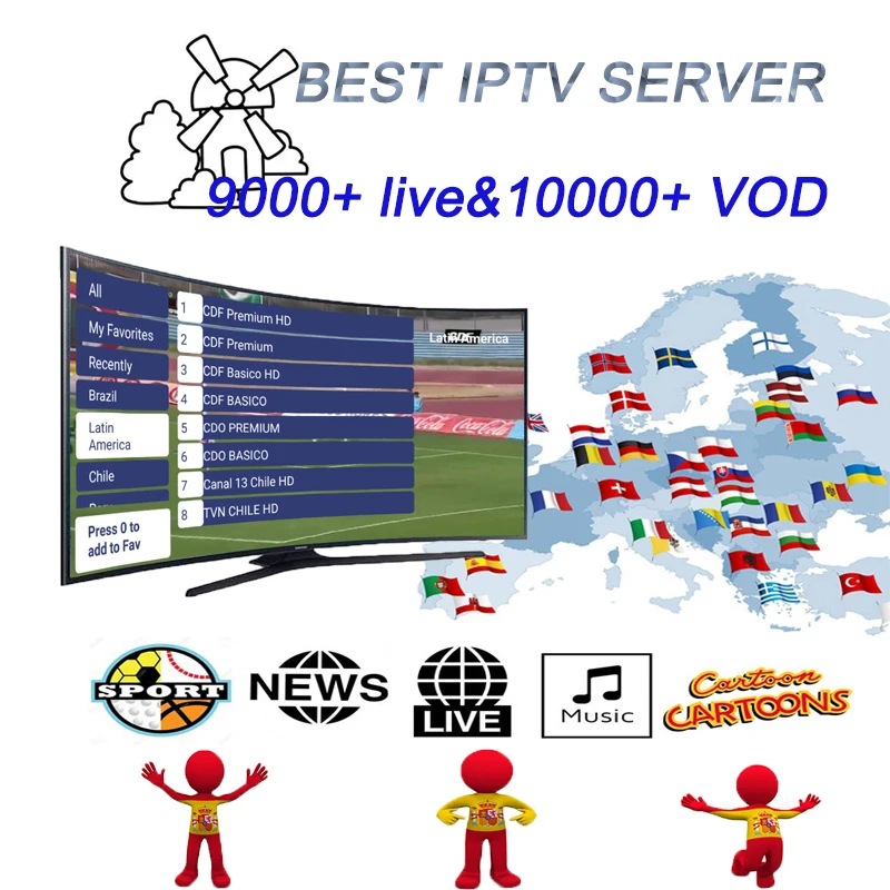 Лучший Европейский IPTV подписка full HD 14 месяцев 9000 + live & 10000 VOD для Испании Польша