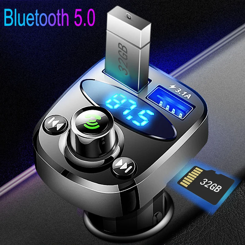 

MP3-плеер Bluetooth для автомобиля 5,0 FM-модулятор радио адаптер автомобильный трансмиттер аудио приемник громкой связи вызов двойной USB 3.1a зарядн...