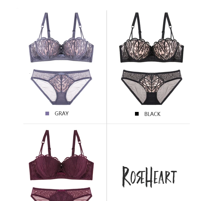 Roseheart, женская мода, красная сетка с кружевной отделкой, мягкий бюстгальтер, без косточек, полые хлопковые трусики, пуш-ап, сексуальное нижнее белье, наборы нижнего белья
