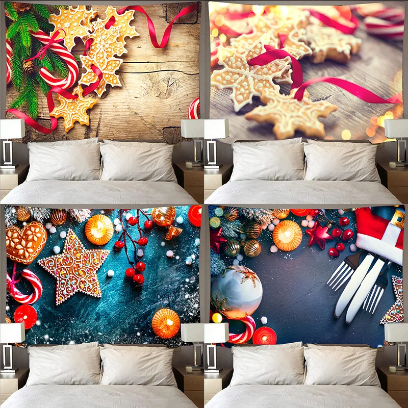

Christmas tapestry wall stars background hanging cloth wall decor Christmas tree wall cover boho home decoration tablecloth