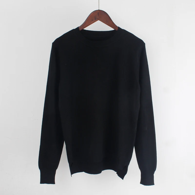 Black 80978 GIGOGOU, карамельный цвет, Женский базовый свитер, круглый вырез, однотонный джемпер, топ, мягкий, уютный, вязанный, пуловер, свитер, с высоким низом, swetry damskie - Цвет: Black 80978