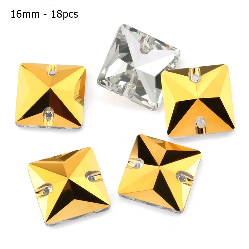 16mm - 18pcs ЦЯО АААА Золотой Гематит пришивные стразы, стеклянные бусины, камни, стразы, аппликации для свадебного платья, одежда для рукоделия, швейные кристаллы - Цвет: 16mm - 18pcs