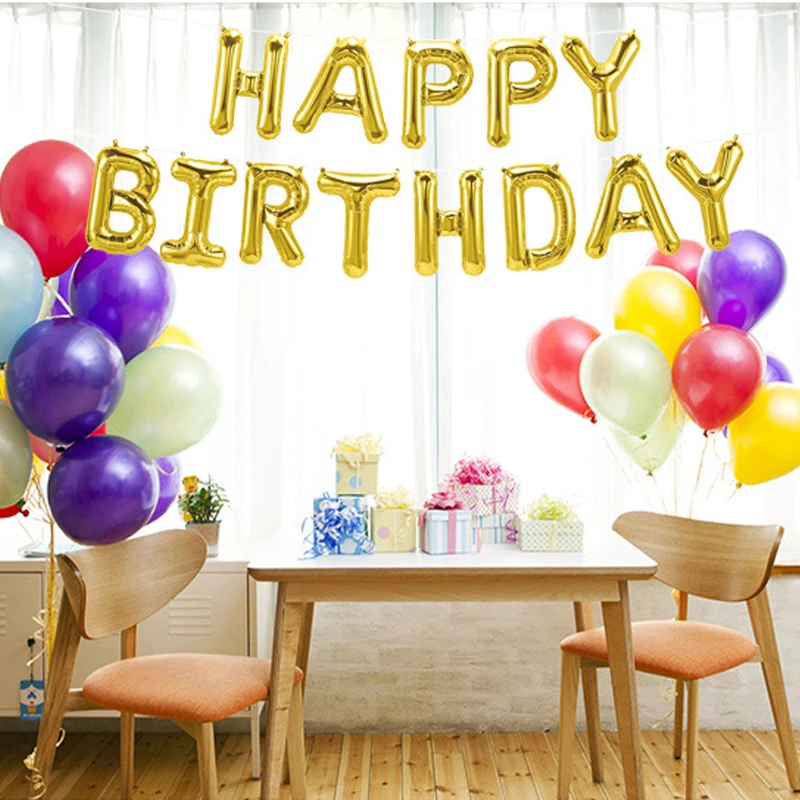 С днем рождения воздушные шары баннер розовое золото 16 дюймов алюминиевая фольга