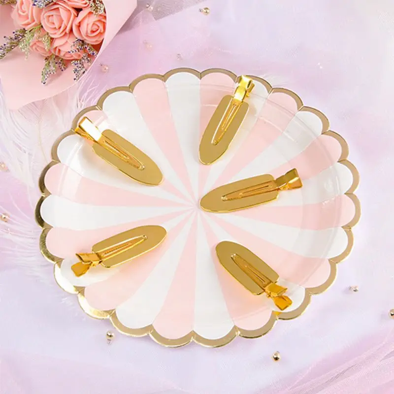 Золотые бесшовные зажимы для волос без изгибов 2 шт. складок следов зажим завивки