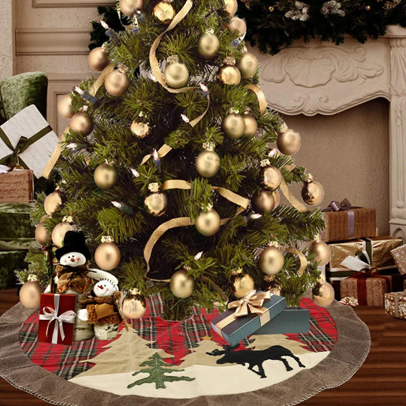 Navidad 2020 юбка на рождественскую елку клетчатый ковер рождественские украшения для