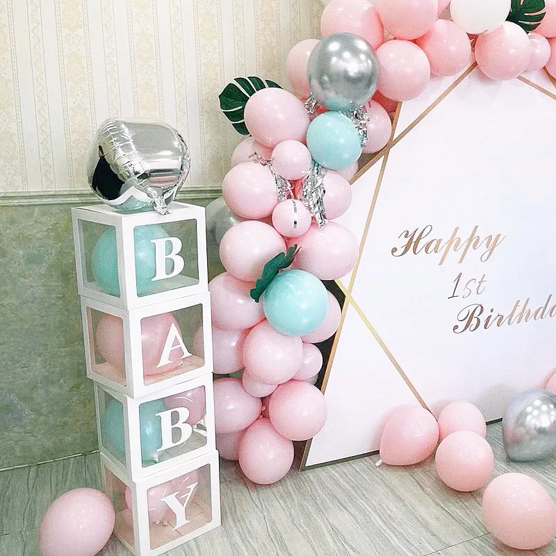 

Baby Shower Decorations Boy Girl 12inch Transparent Box Wedding Balloon Air First 1st Birthday Party Decorations Kids Ballon