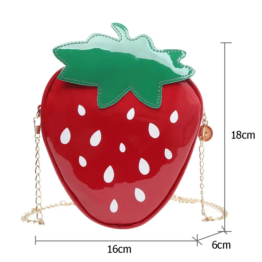 

Cute Strawberry Chain Shoulder Messenger Handbags For Young Girls Casual Women Patent Leather Small Crossbody Bags