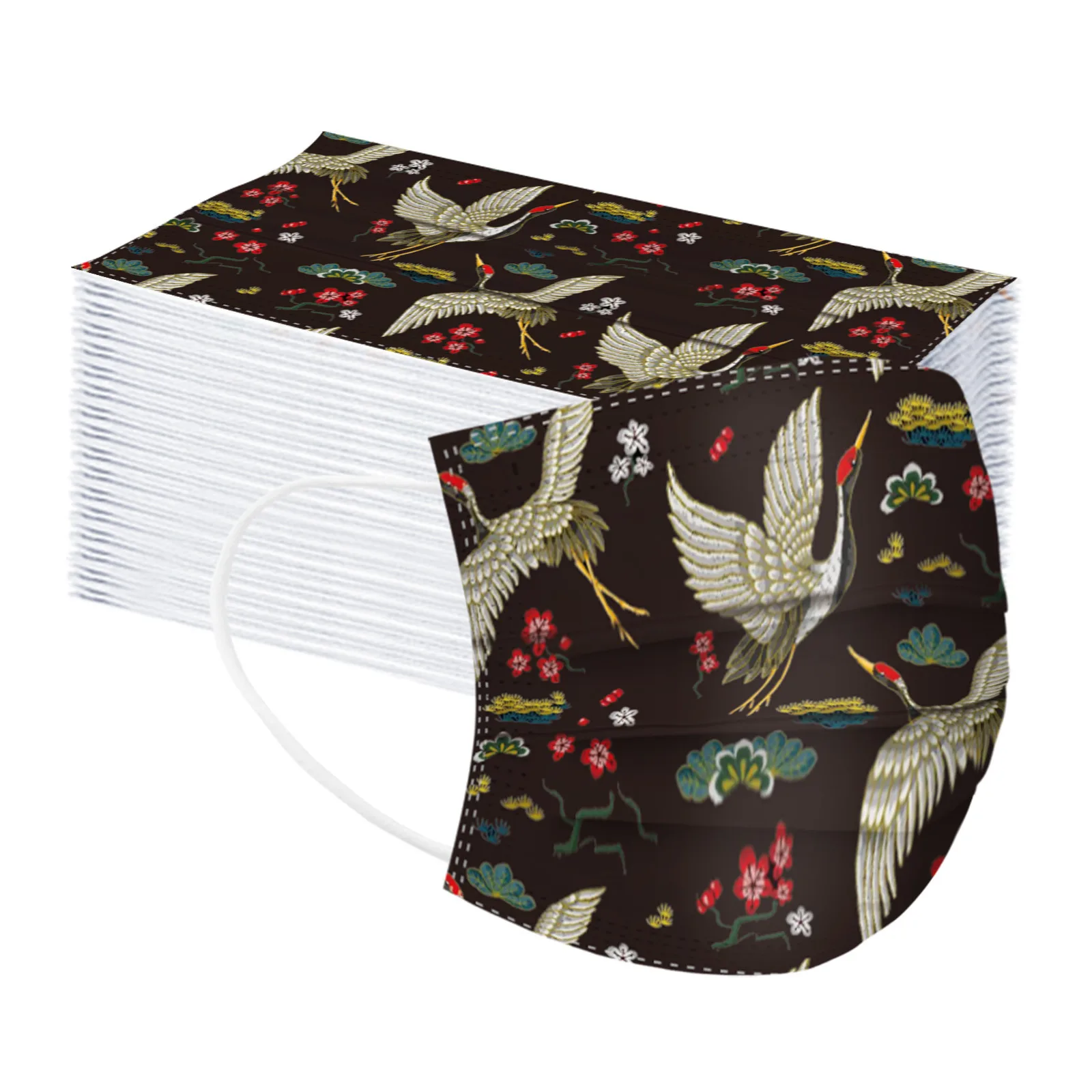 50 шт. одноразовая маска для лица с цветочным принтом дышащая 3 слоя слоев фильтр