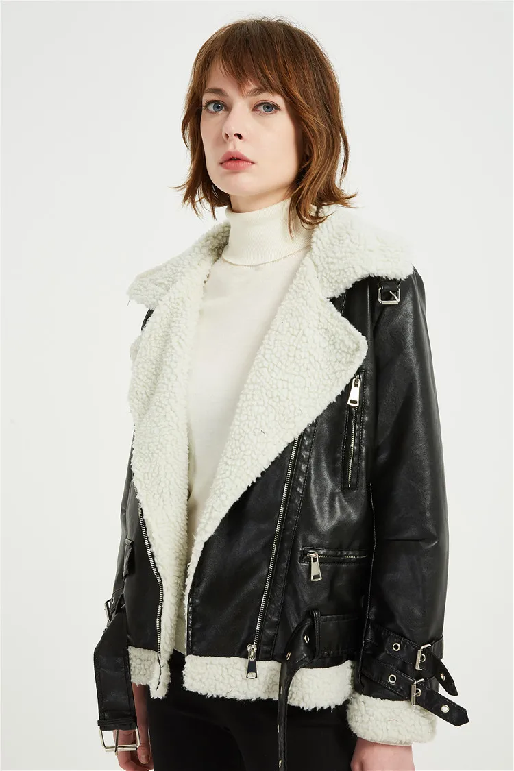 2019 зимняя женская кожаная куртка из овечьего меха chaqueta de cuero mujer уплотненная