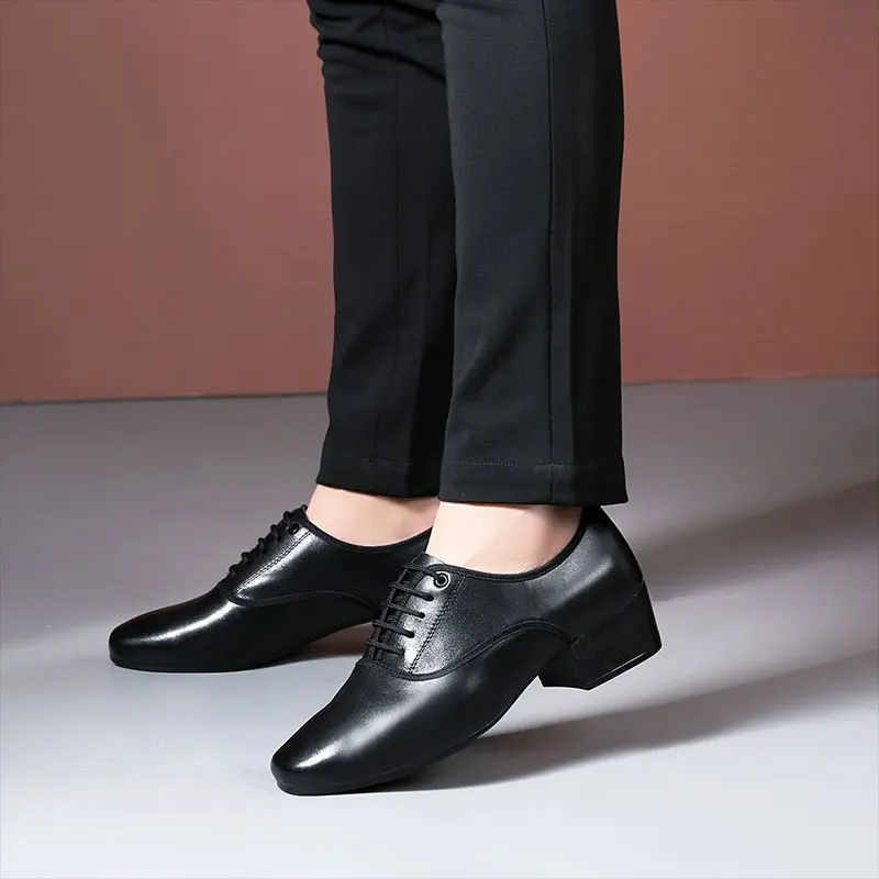SWDZM Men Latin Dance Shoes Ballroom Tango Dancing Shoes for Man Male Genuine Leather Rubber Sole Jazz dance Sneakers Adults 4.5