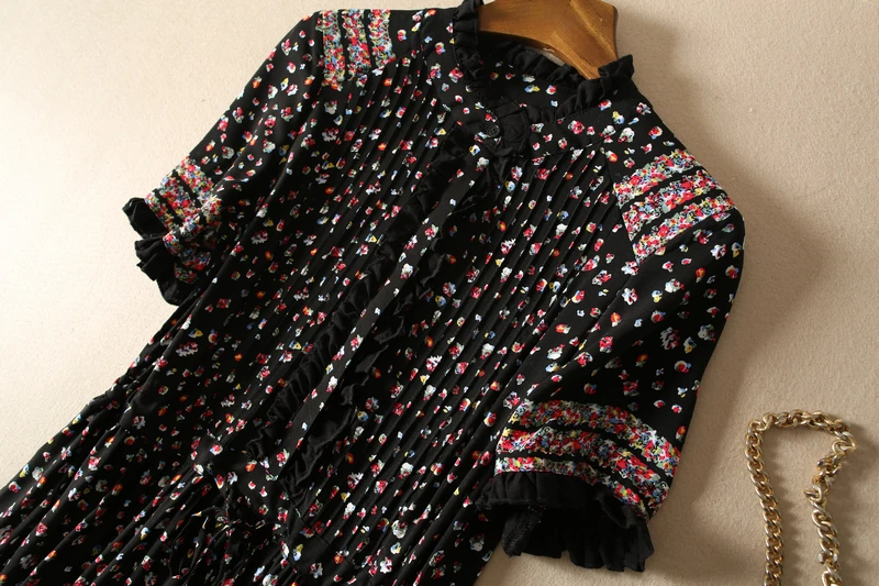 

Women Dress 2021 Spring and Summer New Dress Bohemian Printed Rayon Patchwork Short Sleeve Dress