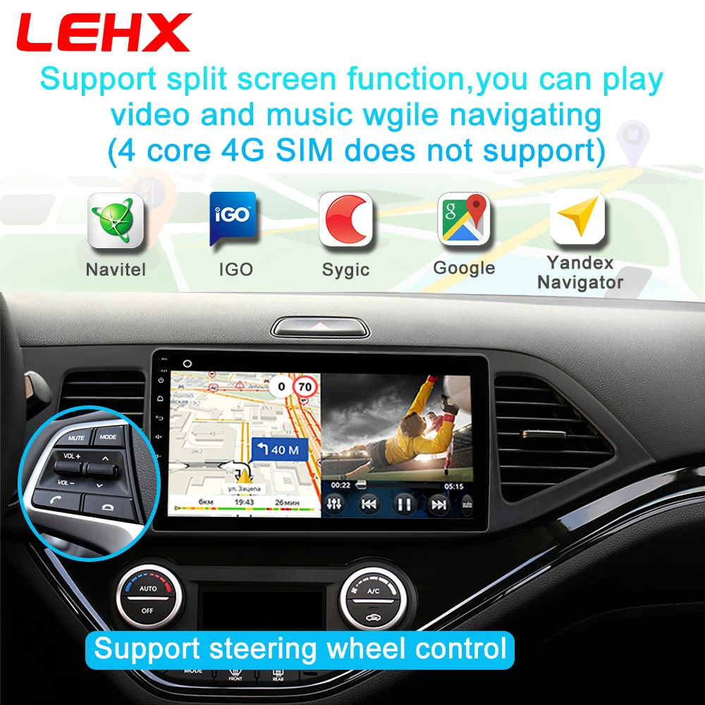 Автомагнитола LEHX 2DIN Android 9 0 4G LTE автомобильный радиоприемник мультимедийный