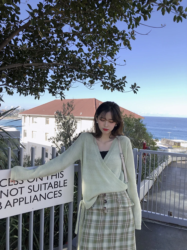 MISHOW, Осенний вязаный пуловер для женщин, Vneck, длинный рукав, свободный, однотонный, вязаный свитер, MX19C5428