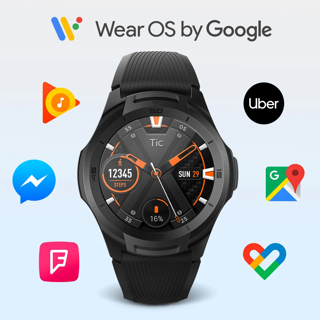 Мужские Смарт-часы TicWatch S2 (восстановленные) с GPS водонепроницаемые до 5 атм |