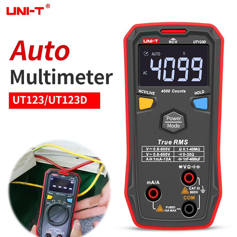 

Цифровой мини-мультиметр U-NIT UT123/UT123D, Автоматический диапазон бесконтактного индикатора напряжения, емкость сопротивления напряжения, температуры, ℃/℉, Карманный мультиметр