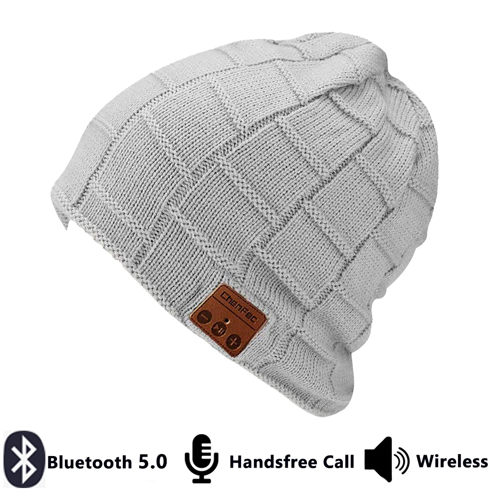 Розовый Новинка, беспроводная Bluetooth гарнитура, шапка, вязаная, Bluetooth 5,0, шапка, наушники, теплые зимние шапки, музыкальные наушники, лучший рождественский подарок - Цвет: Розовый