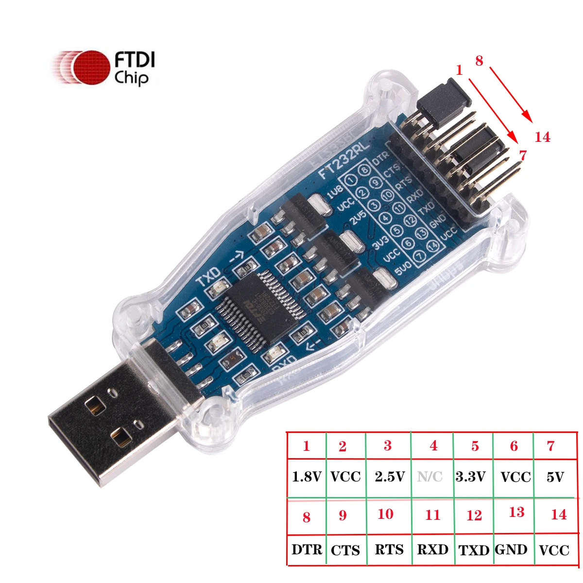 Преобразователь FTDI USB в 1 8 2 5 3 В TTL UART модуль последовательного адаптера с