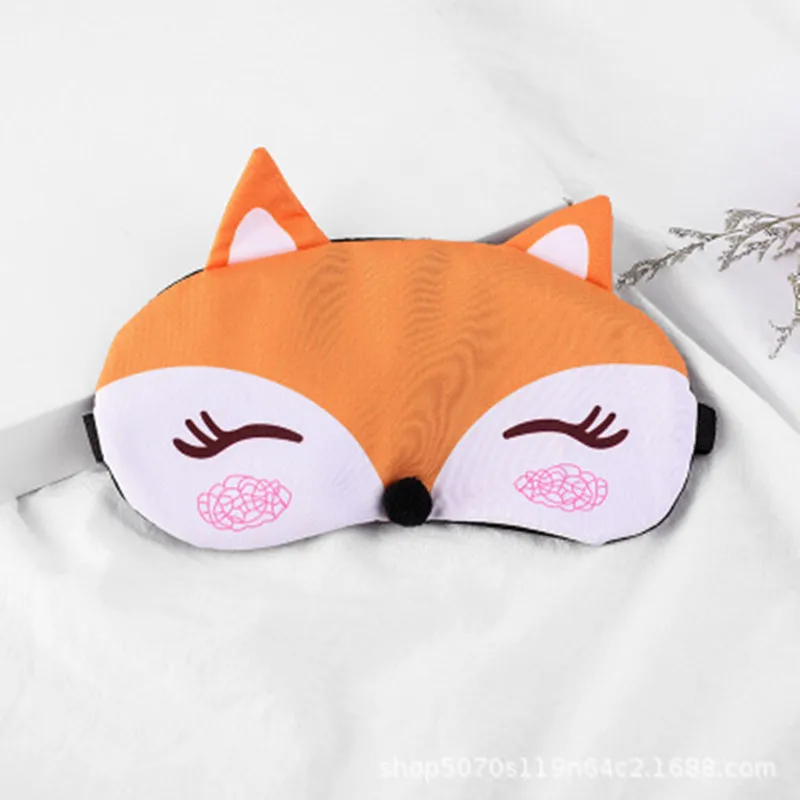 Симпатичная дорожная Мягкая повязка на глаза лиса 3D маска для сна натуральная