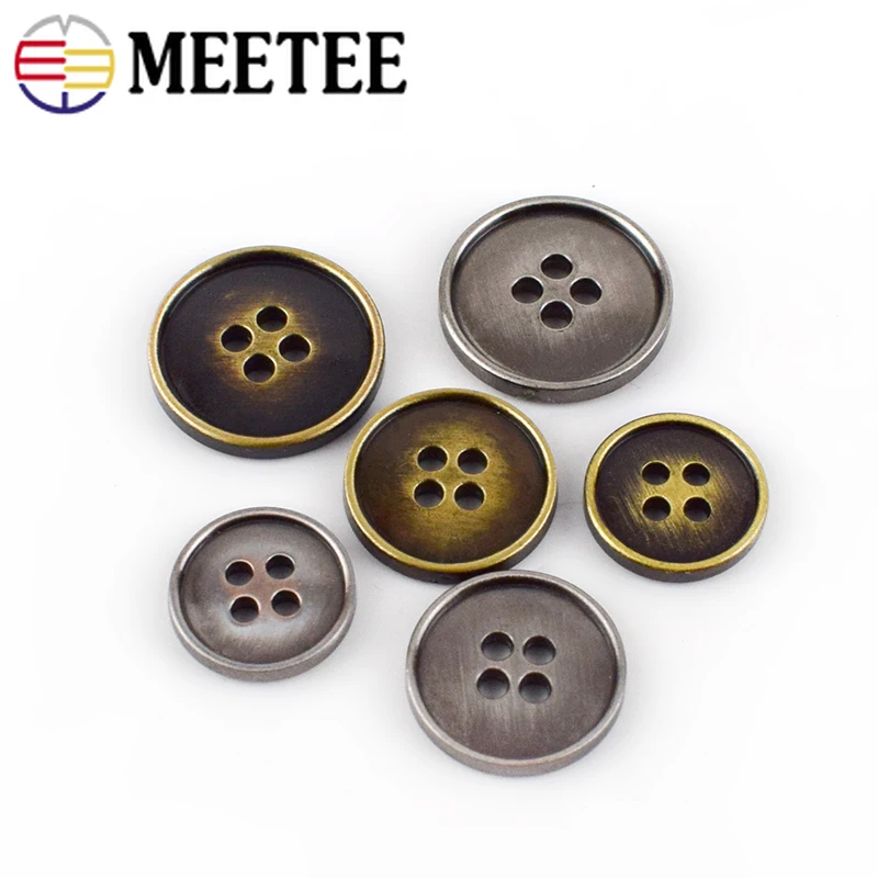 10/20 шт Meetee металлические кнопки 15/17/20/23 мм Ретро Бронзовая Серебряная Кнопка 4