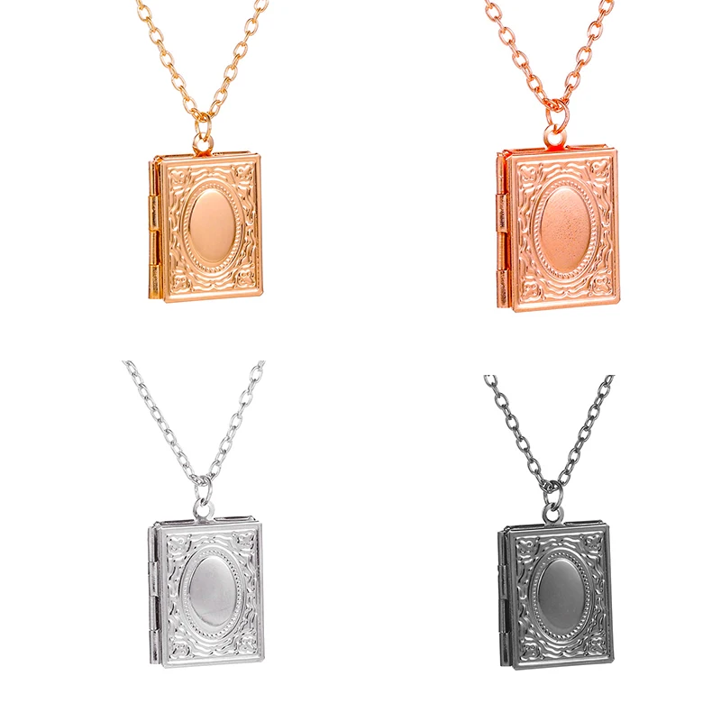 7KMOOR vintage square photo memory pendant necklace set jewelry 1PC book boho gold for women fashion collar | Украшения и