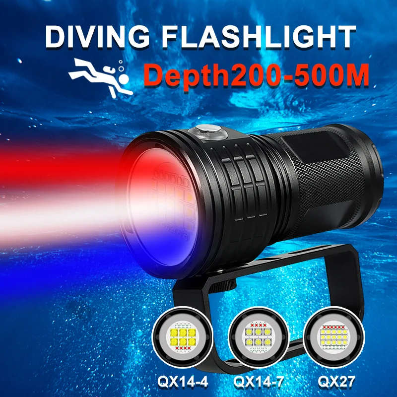 

Powerful Profession Diving Flashlight IPX-8 Waterproof Level Underwater Photography Fill Light Maximum Diving Depth of 200-500M