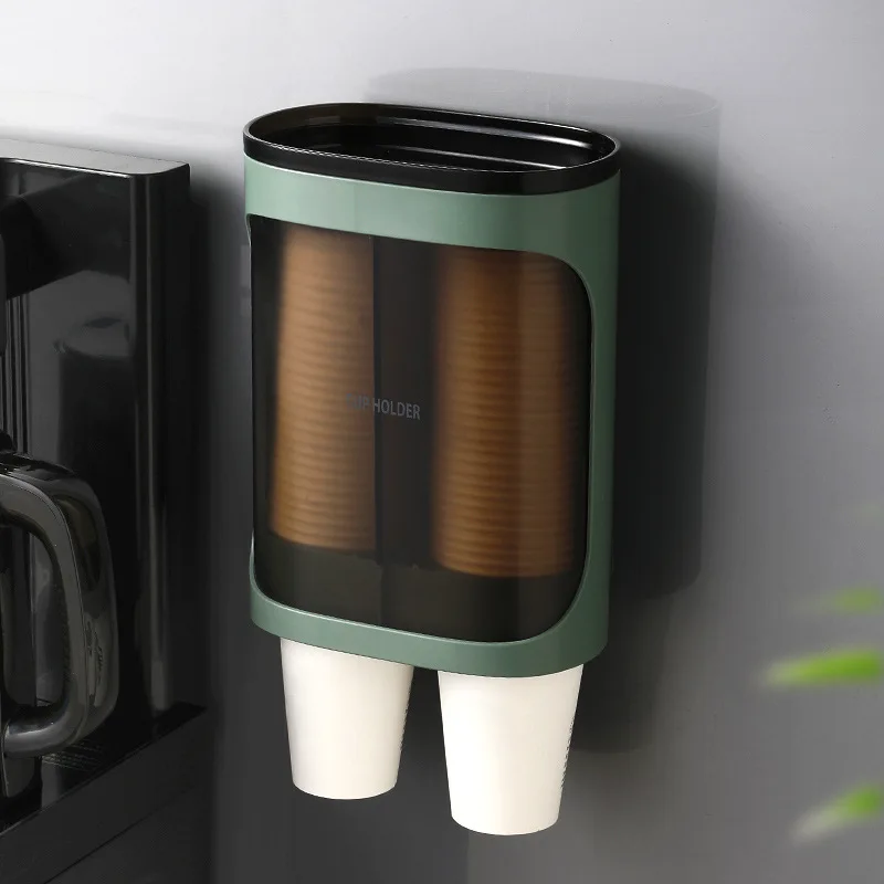 

Water Paper Cup Dispenser Storage Holder Machine Plastic Wall Mounted Extractor Dustproof Kitchen Bathroom Pull Type Automatic