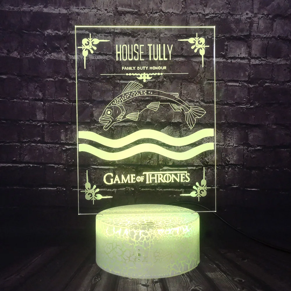 Игра престолов Дом Талли песня Льда и Огня 3D светодиодный светильник 7 цветов