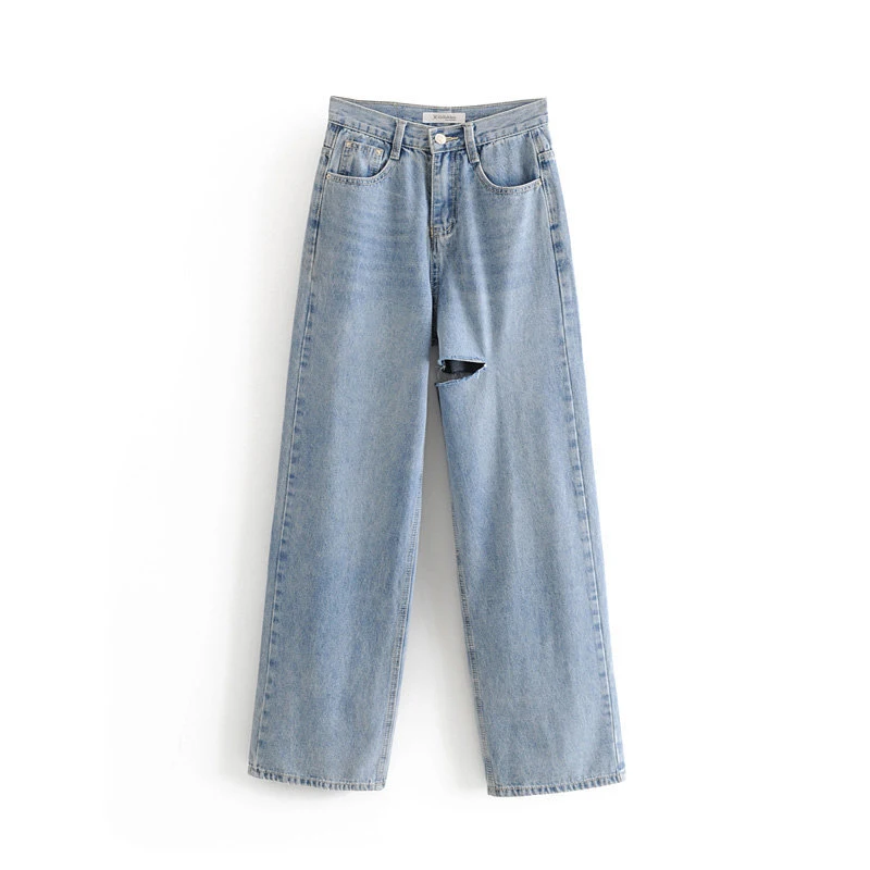 XC2 blue 9240 Bazaleas harajuku винтажные прямые брюки Дырчатые Джинсы женские хлопковые свободные джинсы модные с высокой талией женские джинсы в стиле панк - Цвет: XC2 blue 9240